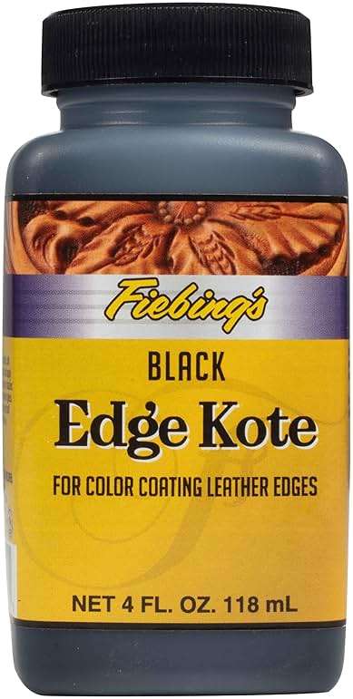 Fiebing's Edge Kote (4oz) - Black - Flexible, Water Resistant Coating for Leather Edges, Medium Gloss - for Color Coating and Protecting Edges of Leather Shoes, Crafts and Furniture - Image 1