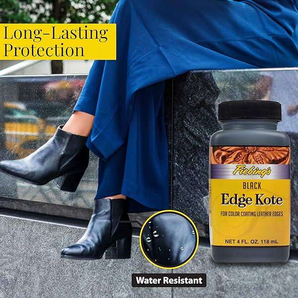 Fiebing's Edge Kote (4oz) - Black - Flexible, Water Resistant Coating for Leather Edges, Medium Gloss - for Color Coating and Protecting Edges of Leather Shoes, Crafts and Furniture - Image 3