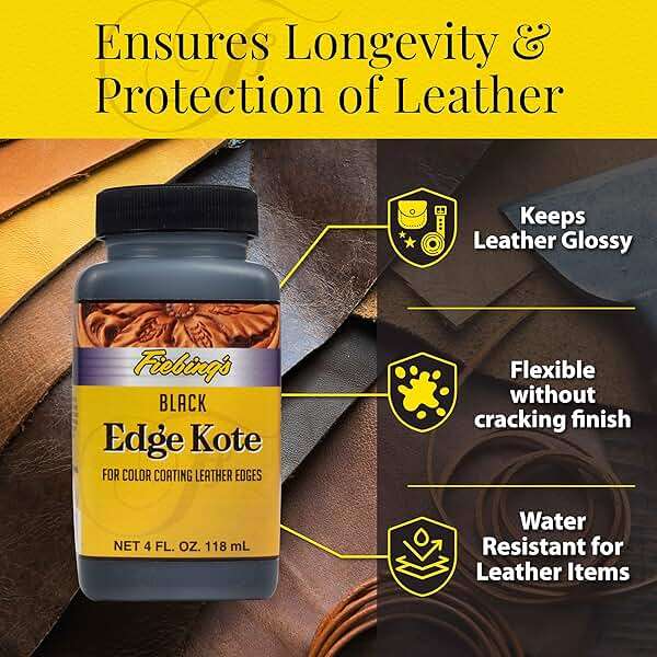 Fiebing's Edge Kote (4oz) - Black - Flexible, Water Resistant Coating for Leather Edges, Medium Gloss - for Color Coating and Protecting Edges of Leather Shoes, Crafts and Furniture - Image 4