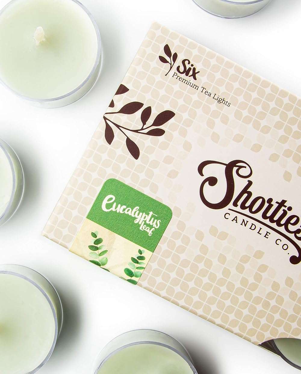 Eucalyptus Leaf Premium Tealight Candles - Highly Scented with Essential & Natural Oils - 6 Green Tea Lights - Beautiful Candlelight - Made in the USA - Fresh & Clean Collection - Image 2