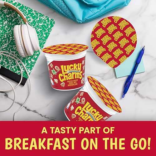 Lucky Charms with Marshmallows Breakfast Cereal Cup, Gluten Free, Single Serve Cereal, 1.7 oz (Pack of 12) - Image 3