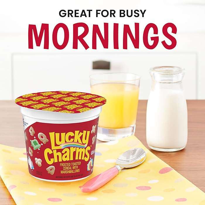 Lucky Charms with Marshmallows Breakfast Cereal Cup, Gluten Free, Single Serve Cereal, 1.7 oz (Pack of 12) - Image 4