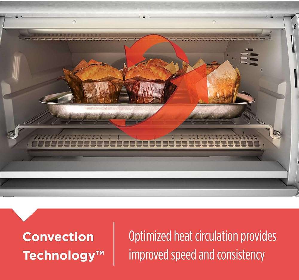 Black+Decker Countertop Convection Toaster Oven, 8 One-touch Cooking Functions, Stainless Steel - Image 5