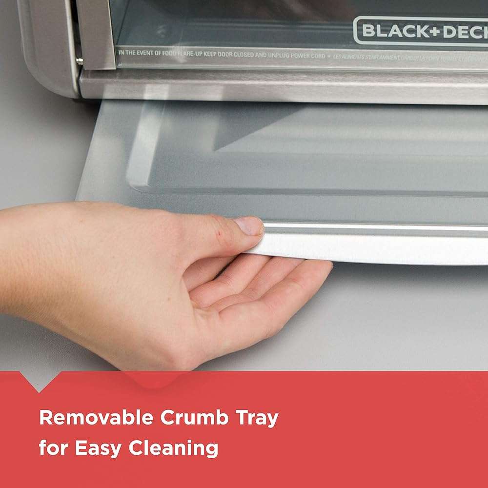 Black+Decker Countertop Convection Toaster Oven, 8 One-touch Cooking Functions, Stainless Steel - Image 6