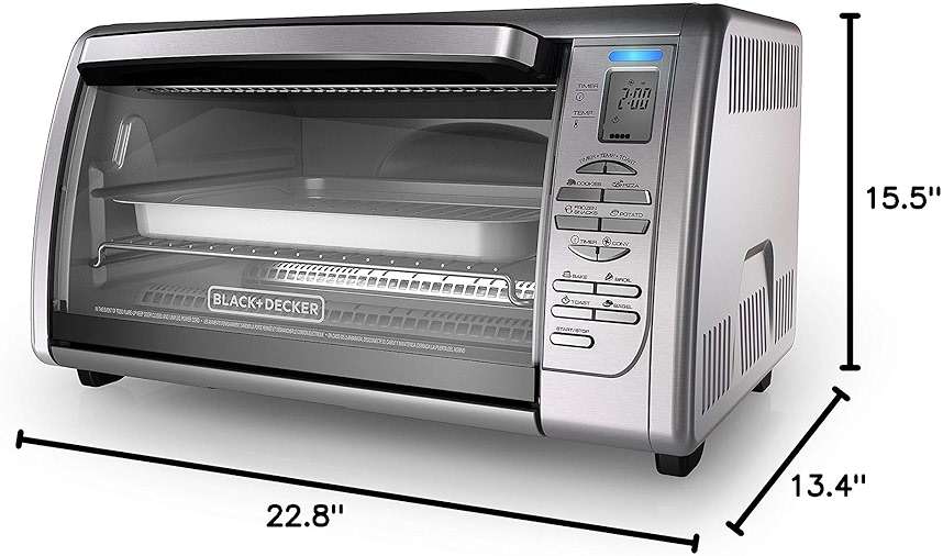 Black+Decker Countertop Convection Toaster Oven, 8 One-touch Cooking Functions, Stainless Steel - Image 9