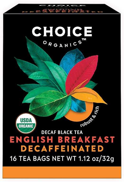 Choice Organics - Organic Decaffeinated English Breakfast Tea (6 Pack) - Fair Trade - Compostable - 96 Organic Black Tea Bags - Image 1