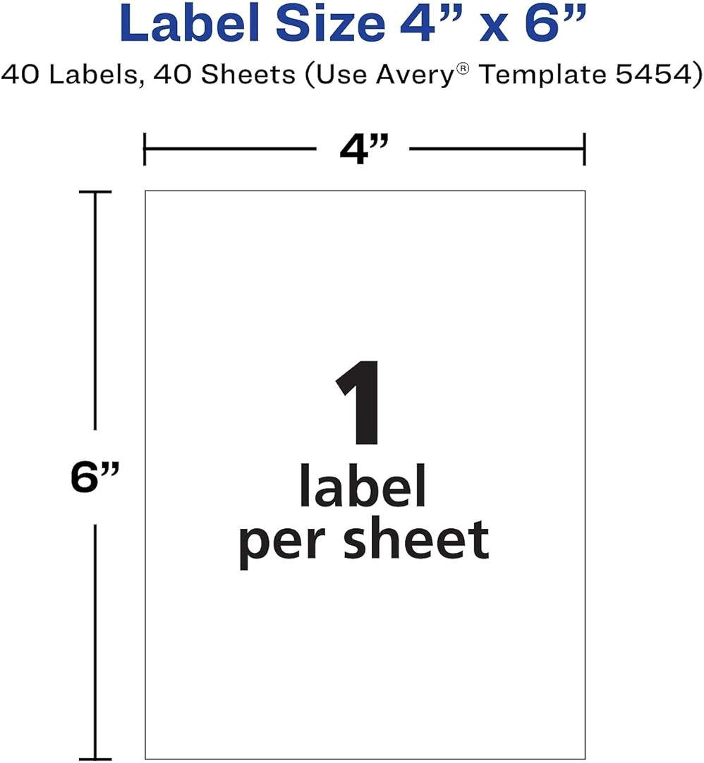 Avery 05454 Removable Multi-Use Labels, 4-Inch x 6-Inch, White, 40 Labels/Pack - Image 3
