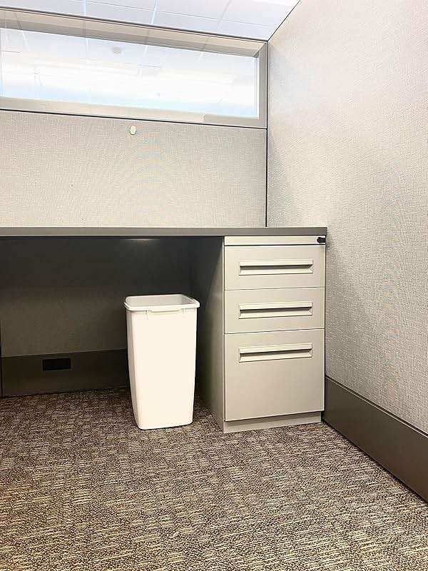Rubbermaid Small Kitchen Bathroom Trash Can, 9 Gallons, White, Waste Basket for Under Counter/Kitchen/Office/Bedroom/Bathroom - Image 2