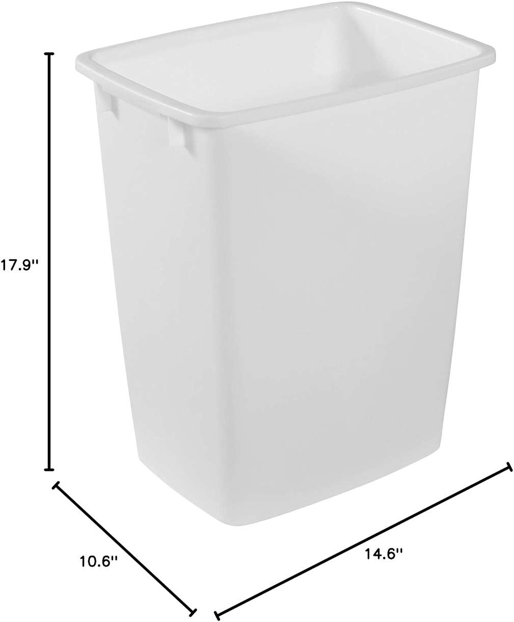 Rubbermaid Small Kitchen Bathroom Trash Can, 9 Gallons, White, Waste Basket for Under Counter/Kitchen/Office/Bedroom/Bathroom - Image 3