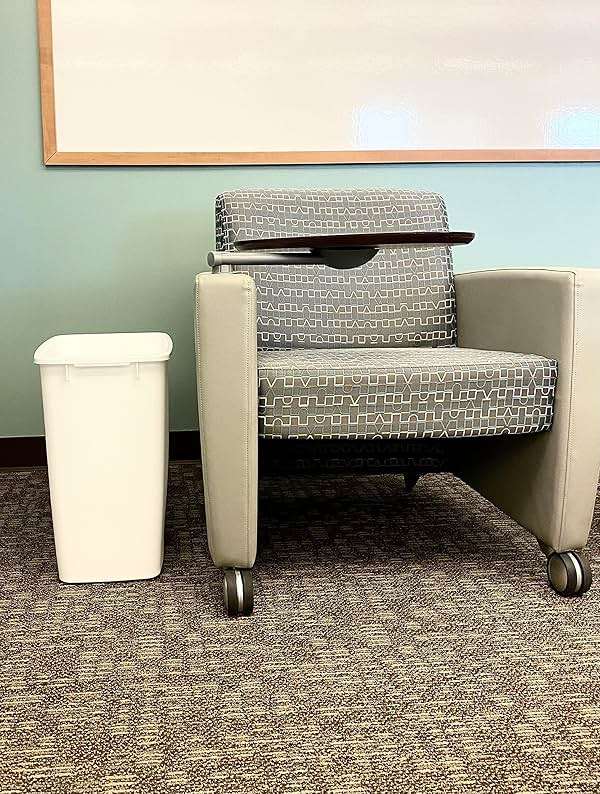 Rubbermaid Small Kitchen Bathroom Trash Can, 9 Gallons, White, Waste Basket for Under Counter/Kitchen/Office/Bedroom/Bathroom - Image 5