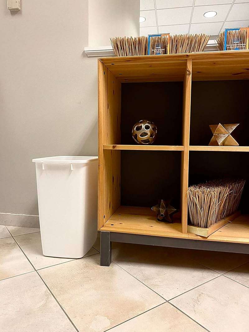 Rubbermaid Small Kitchen Bathroom Trash Can, 9 Gallons, White, Waste Basket for Under Counter/Kitchen/Office/Bedroom/Bathroom - Image 6