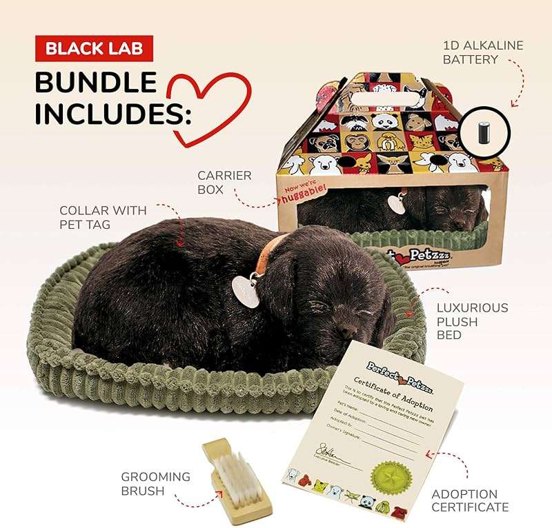 Perfect Petzzz - Original Petzzz Black Lab, Realistic, Lifelike Stuffed Interactive Pet Toy, Companion Pet Dog with 100% Handcrafted Synthetic Fur - Image 3