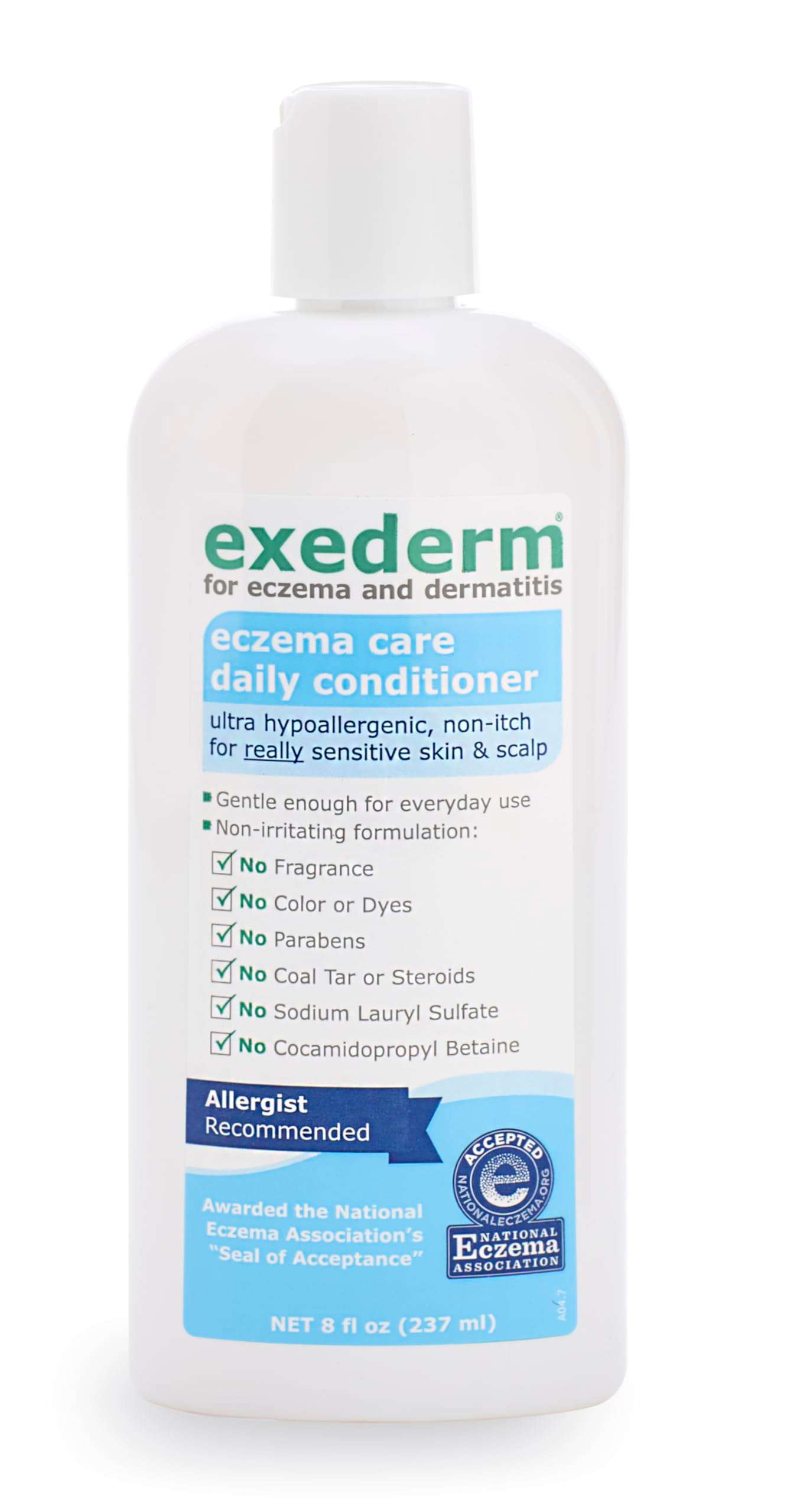 Exederm Conditioner for Eczema & Seborrheic Dermatitis, 8 Fl Oz, Ultra Sensitive Non-Irritating Formula, Moisturizing Daily Hair Care for Soft, Manageable Hair, Hypoallergenic, Paraben & Sulfate Free - Image 1