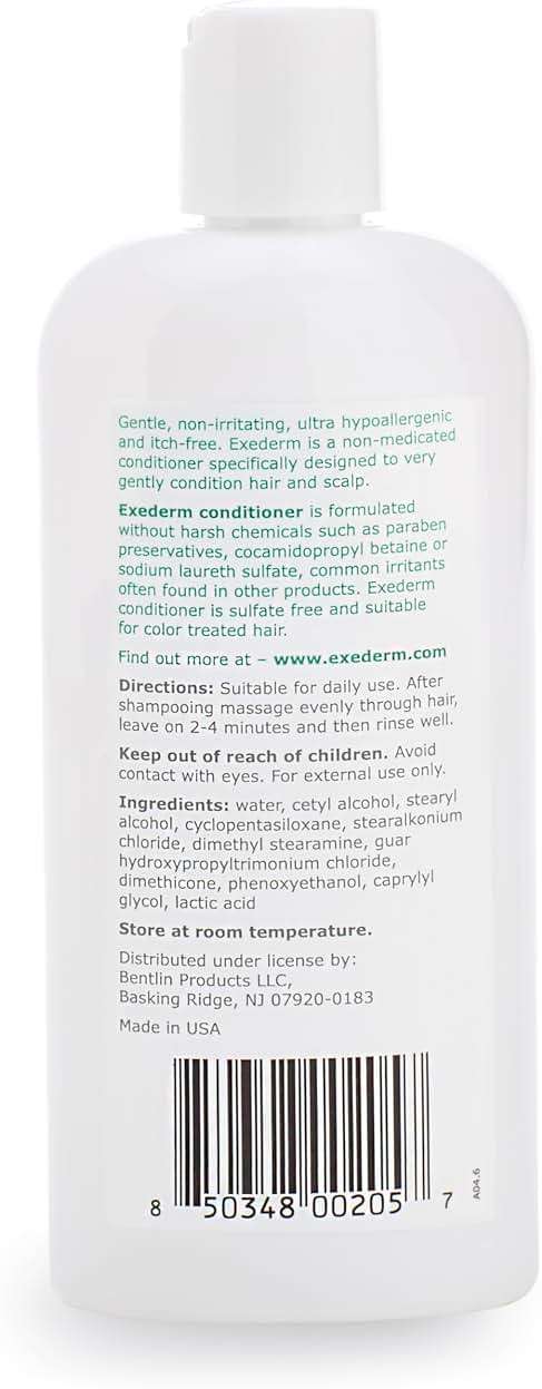 Exederm Conditioner for Eczema & Seborrheic Dermatitis, 8 Fl Oz, Ultra Sensitive Non-Irritating Formula, Moisturizing Daily Hair Care for Soft, Manageable Hair, Hypoallergenic, Paraben & Sulfate Free - Image 4