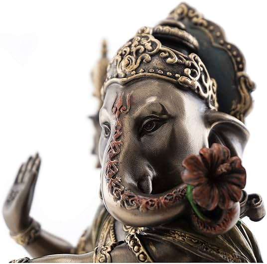 Top Collection Dancing Ganesh on Lotus Pedestal Statue- Lord of Success Sculpture in Cold Cast Bronze - 8-Inch Elephant Figurine - Image 5