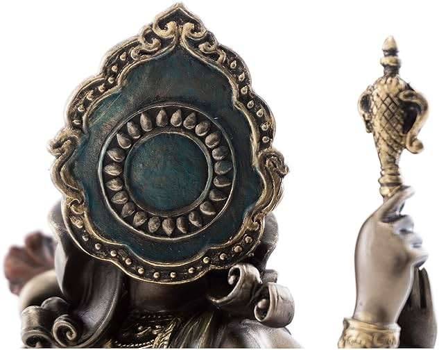 Top Collection Dancing Ganesh on Lotus Pedestal Statue- Lord of Success Sculpture in Cold Cast Bronze - 8-Inch Elephant Figurine - Image 6