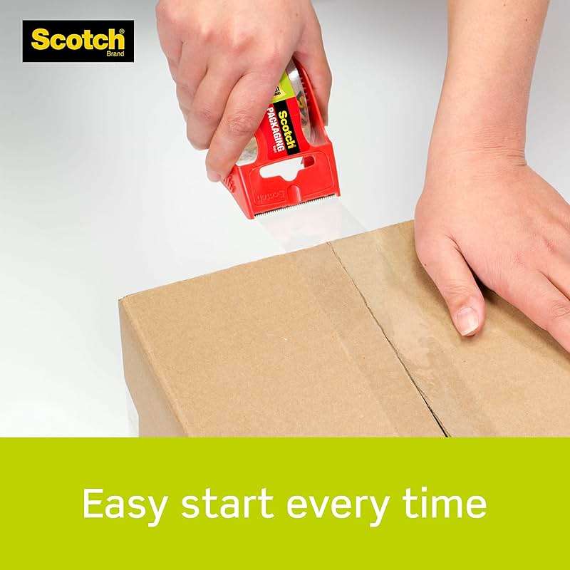 Scotch Sure Start Packing Tape, Clear, Quiet Unwind and Easy Start, 1.88 in. x 22.2 yd., 6 Tape Rolls with Dispensers - Image 12