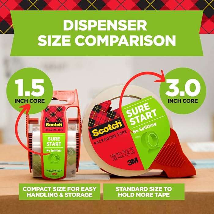 Scotch Sure Start Packing Tape, Clear, Quiet Unwind and Easy Start, 1.88 in. x 22.2 yd., 6 Tape Rolls with Dispensers - Image 4