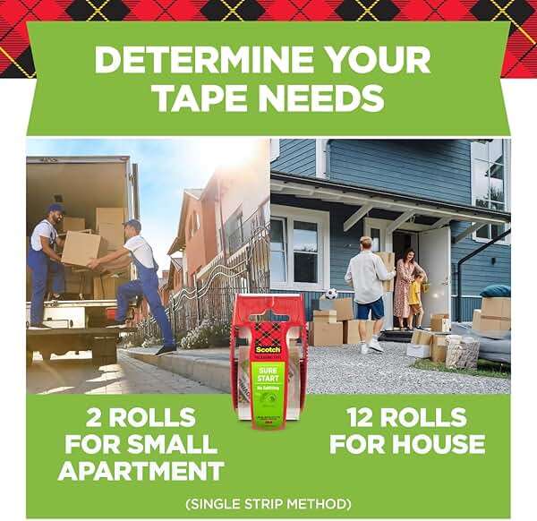Scotch Sure Start Packing Tape, Clear, Quiet Unwind and Easy Start, 1.88 in. x 22.2 yd., 6 Tape Rolls with Dispensers - Image 5