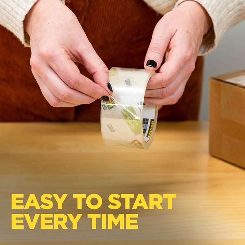 Scotch Sure Start Packing Tape, Clear, Quiet Unwind and Easy Start, 1.88 in. x 22.2 yd., 6 Tape Rolls with Dispensers - Image 6