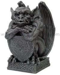 PTC 6.5 Inch Resin Medieval Gargoyle with Shield Protection Statue - Image 2