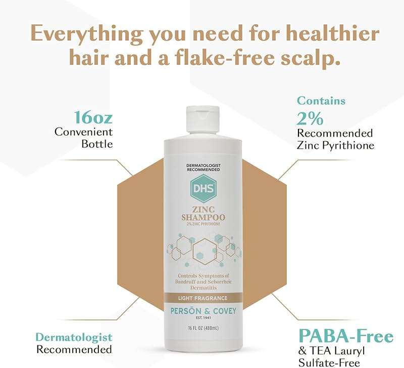 DHS Zinc Shampoo – Dandruff Shampoo – for Flaky and Dry Scalp with 2% Zinc Pyrithione, 16 oz - Image 4