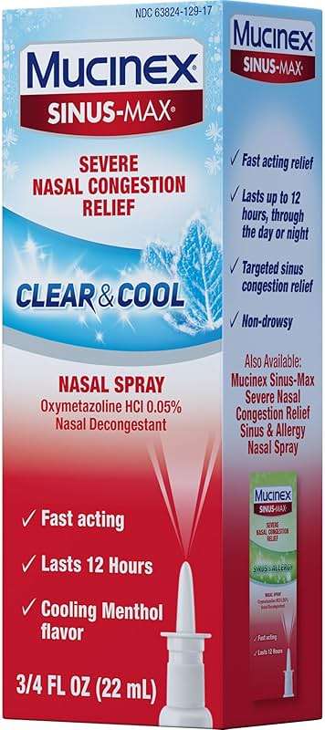 Mucinex Sinus-Max Nasal Spray Decongestant, 12 Hour Over-The-Counter Medication Nose Spray for Sinus Relief, Nasal Decongestants for Adults & Sinus Congestion, Clear & Cool 3/4 Fl Oz(22ML) - Image 13