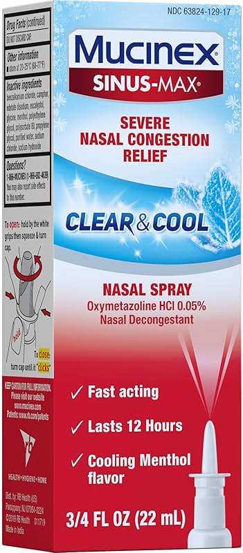 Mucinex Sinus-Max Nasal Spray Decongestant, 12 Hour Over-The-Counter Medication Nose Spray for Sinus Relief, Nasal Decongestants for Adults & Sinus Congestion, Clear & Cool 3/4 Fl Oz(22ML) - Image 14