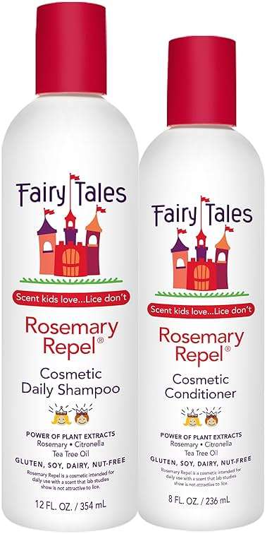 Fairy Tales Rosemary Repel Daily Kids Shampoo, 12 fl oz. and Conditioner, 8 fl oz. Duo – Kids Like the Smell, Lice Do Not - Image 1
