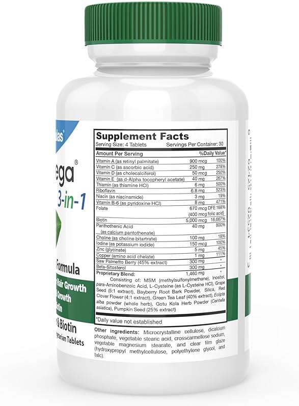 DrFormulas HairOmega 3-in-1 Hair Growth Vitamins with DHT Blocker, Biotin for Women & Men | Hair Skin and Nails Supplement for Hair Loss, 120 Pills - Image 2