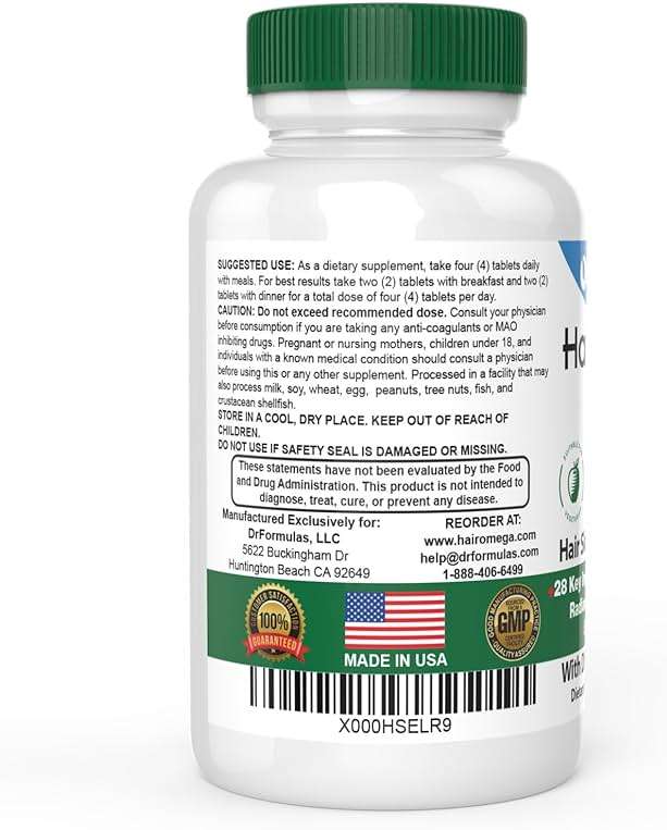 DrFormulas HairOmega 3-in-1 Hair Growth Vitamins with DHT Blocker, Biotin for Women & Men | Hair Skin and Nails Supplement for Hair Loss, 120 Pills - Image 4