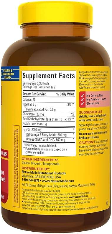 Nature Made Fish Oil Omega 3 Supplements, 1000mg Softgels, Omega 3 Fish Oil for Healthy Heart Support, 250 Softgels, 125 Day Supply - Image 8