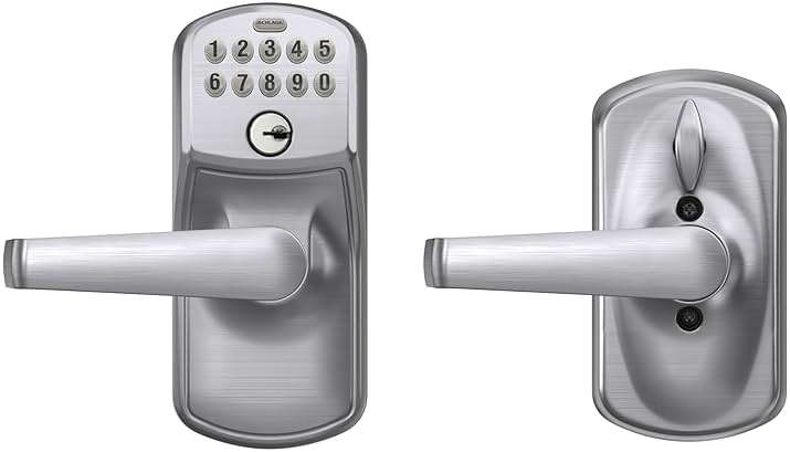 SCHLAGE Brushed Chrome FE595CS V PLY 626 ELA Plymouth Light Commercial Electronic Keypad Lock with Elan Lever(Satin Chrome) - Image 6