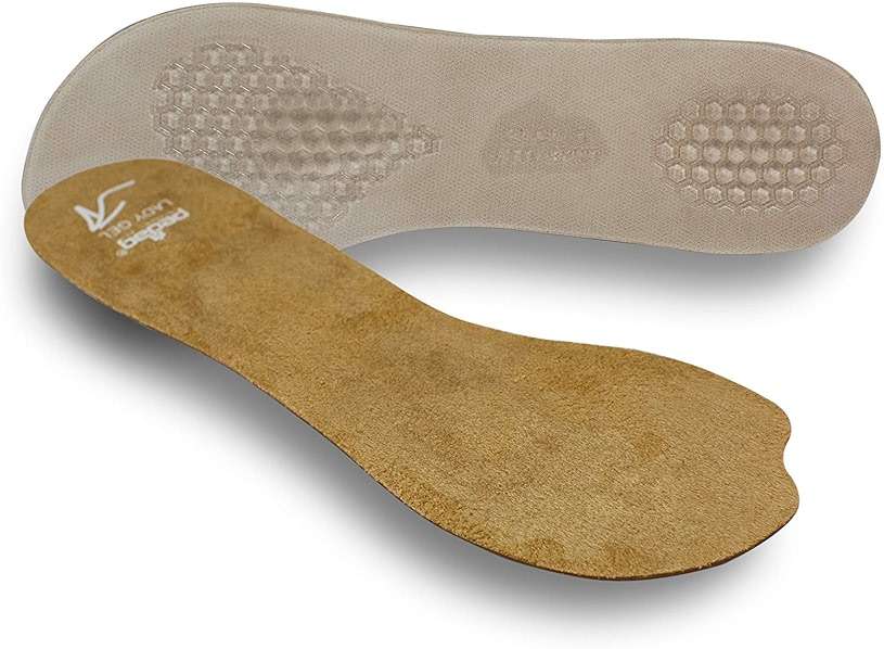 Pedag Lady Gel | Made in Germany | Ultra Thin Gel Insole for High Heels & Pumps | Metatarsal Pad | Heel Pad | Velour Top | Size Medium, US Women 8-10 / EU 38-40 | Tan | 1 Pair - Image 1