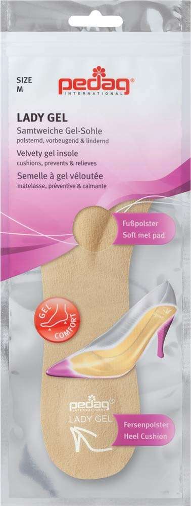 Pedag Lady Gel | Made in Germany | Ultra Thin Gel Insole for High Heels & Pumps | Metatarsal Pad | Heel Pad | Velour Top | Size Medium, US Women 8-10 / EU 38-40 | Tan | 1 Pair - Image 3