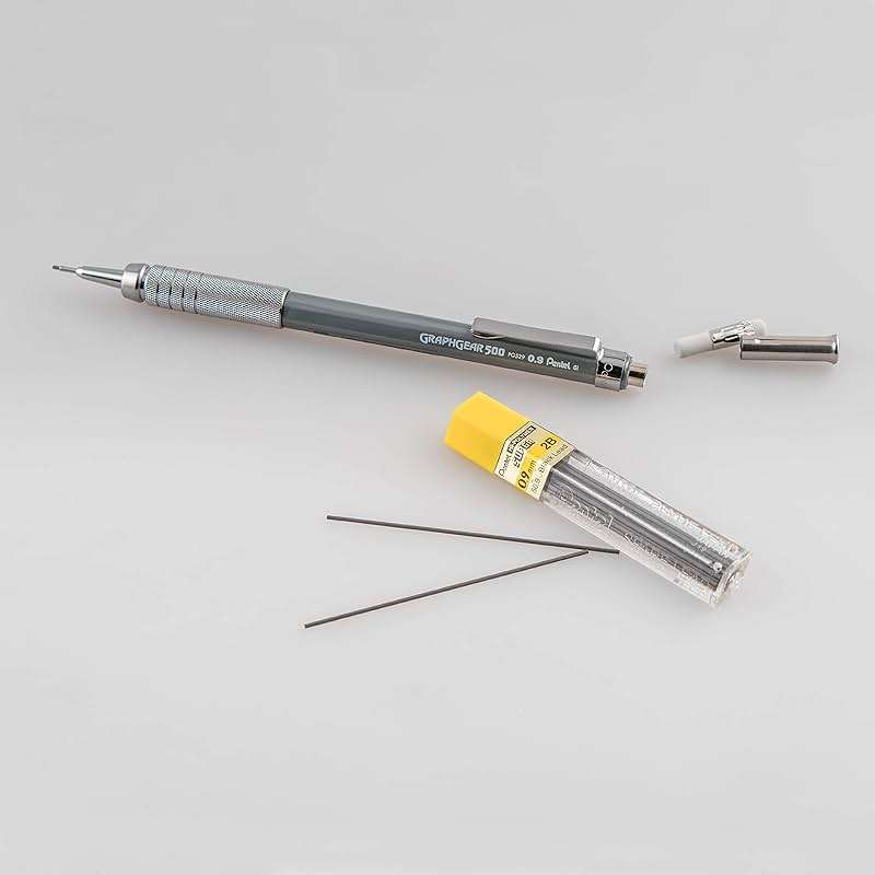 Pentel Graph Gear 500 Automatic Drafting Pencil, 0.9mm, Gray Barrel, 1 Pack (PG529BP) - Image 6