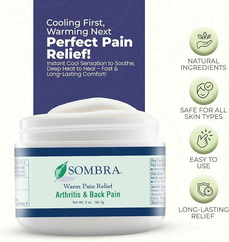 Sombra Warm Pain Relief Gel, Warm Relief for Arthritis and Chronic Pain Pre-Workout Muscle Rub Vegan Formula Free of Artificial Fragrances, Dyes, NSAIDs, Wax, Petroleum, Alcohol - 2oz Jar - Image 3