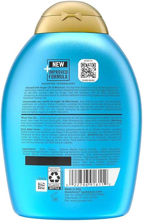 OGX Renewing + Argan Oil of Morocco Shampoo, Damage Repairing Shampoo & Argan Oil to Help Strengthen & Repair Dry, Damaged Hair, Paraben-Free, Sulfate-Free Surfactants, 13 fl. Oz - Image 9