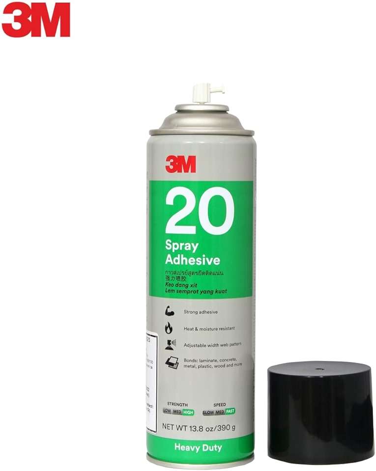 3M Heavy Duty 20 Spray Adhesive Clear, 20 fl oz can, Net Weight 13.75 oz (Pack of 1) - Image 3