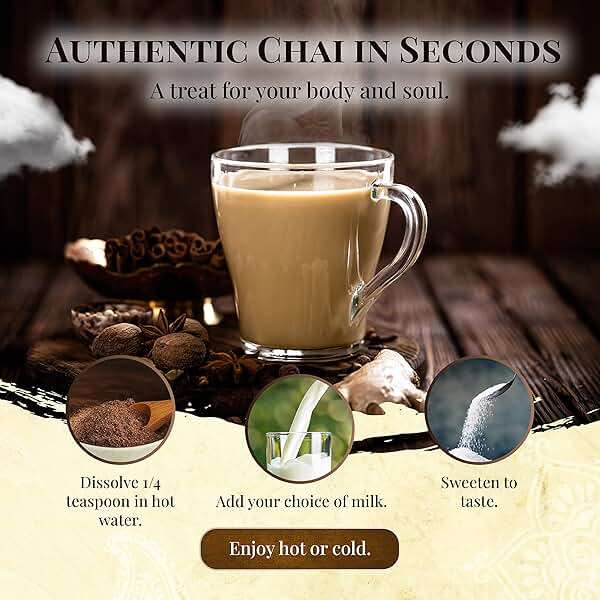 Blue Lotus Chai - Traditional Masala Chai - Makes 100 Cups - 3 Ounce Masala Spiced Chai Powder with Organic Spices - Instant Indian Tea No Steeping - No Gluten - Image 4