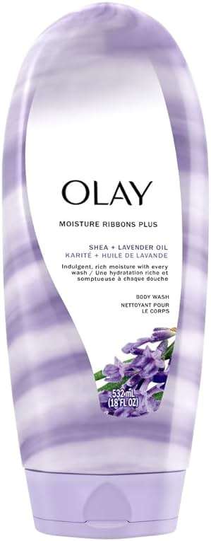 Olay Body Wash for Women, Moisture Ribbons Plus, Deep Conditioning & Moisturizing Formula, Long Lasting Smooth Soft Skin, For All Skin Types, Shea Butter & Lavender Oil Scent, 18 fl oz - Image 1