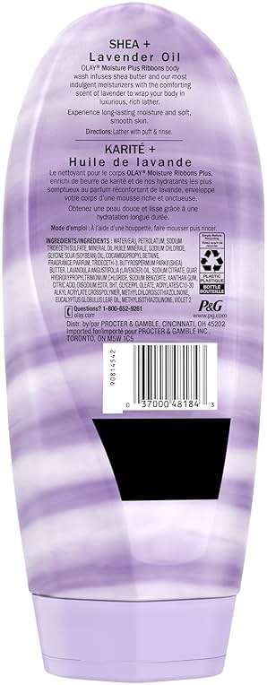 Olay Body Wash for Women, Moisture Ribbons Plus, Deep Conditioning & Moisturizing Formula, Long Lasting Smooth Soft Skin, For All Skin Types, Shea Butter & Lavender Oil Scent, 18 fl oz - Image 4