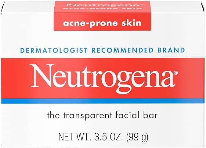 Neutrogena Facial Cleansing Bar for Acne-Prone Skin, Gentle Non-Medicated Daily Cleanser, Non-Comedogenic Transparent Soap with Glycerin, No Dyes or Detergents, 3.5 oz - Image 1