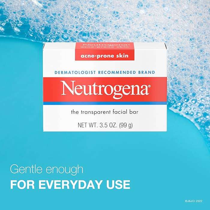 Neutrogena Facial Cleansing Bar for Acne-Prone Skin, Gentle Non-Medicated Daily Cleanser, Non-Comedogenic Transparent Soap with Glycerin, No Dyes or Detergents, 3.5 oz - Image 5