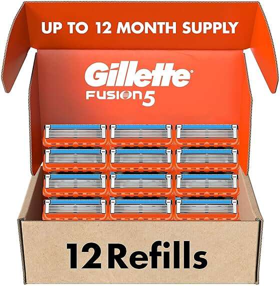 Gillette Fusion5 Mens Razor Blade Refills, 12 Count, Lubrastrip for a More Comfortable Shave - Image 1