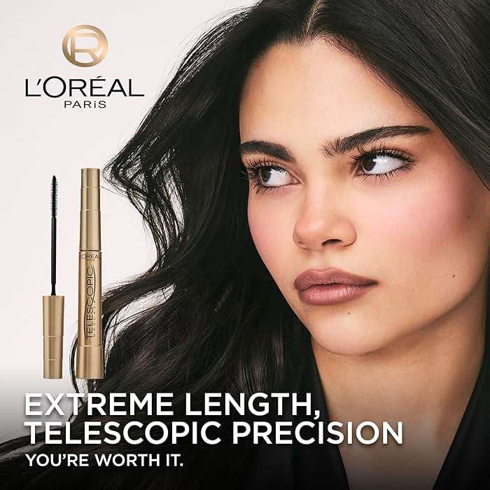 L’Oreal Paris Makeup Original Telescopic Mascara, Separating Mascara Volume and Length Formula, Washable, Black Brown, 0.27 Fl Oz., 1 Count - Image 2