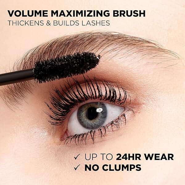 L’Oreal Paris Original Voluminous Mascara, Building Mascara Volume and Length Formula, Washable, Blackest Black, 0.26 Fl Oz., 1 Count - Image 4