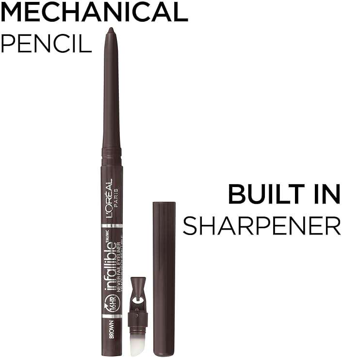 L'Oreal Paris Makeup Infallible Never Fail Original Mechanical Pencil Eyeliner with Built in Sharpener, Black Brown, 0.008 oz., 1 Count - Image 2