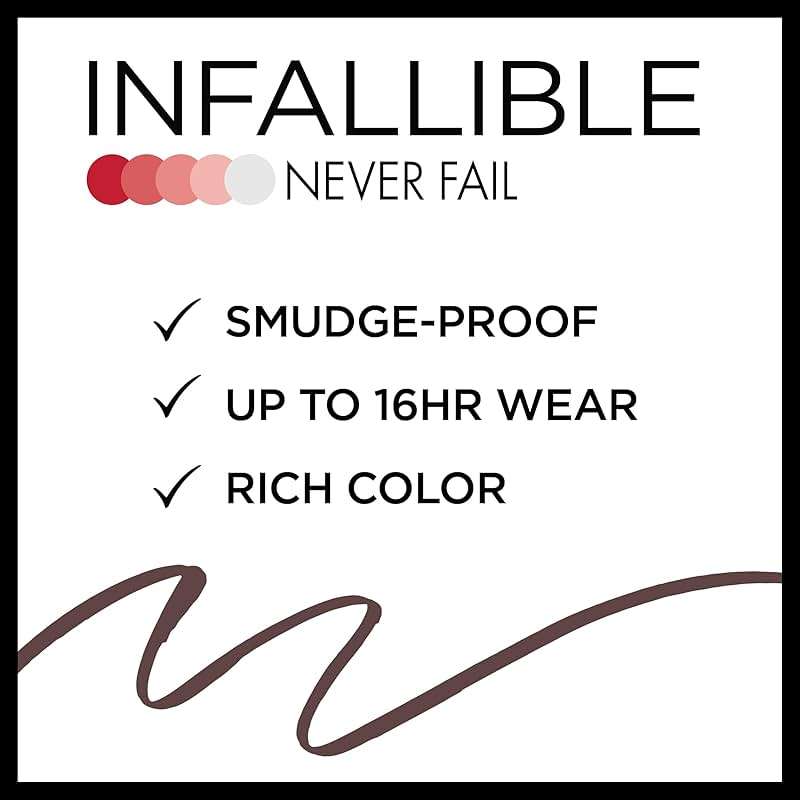 L'Oreal Paris Makeup Infallible Never Fail Original Mechanical Pencil Eyeliner with Built in Sharpener, Black Brown, 0.008 oz., 1 Count - Image 3