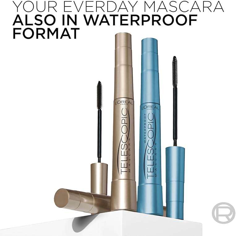 L’Oreal Paris Makeup Original Telescopic Mascara, Separating Mascara Volume and Length Formula, Washable, Blackest Black, 0.27 Fl Oz., 1 Count - Image 9
